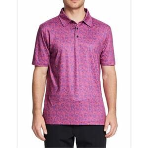 Maelreg Polo Shirt Men Size M Pink Paisley Golf Stretch Short Sleeve Performance